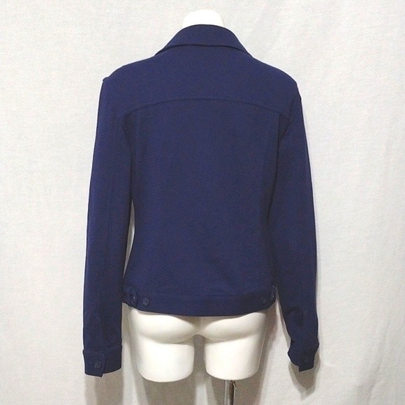 Norma Kamali Navy Blue Classic Button Up Long Sleeves Jacket Large - Picture 5 of 7